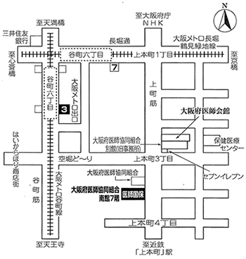 大阪府医師国保までの地図